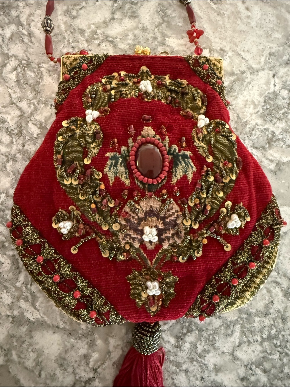 MARY FRANCIS VINTAGE BEADED TAPESTRY HANDBAG - Picture 6 of 8